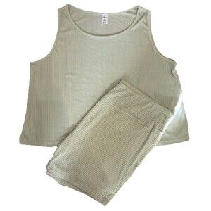 Lisome Lounge Women’s Plus Size 4X Light Green 2 Piece Tank & Shorts Set